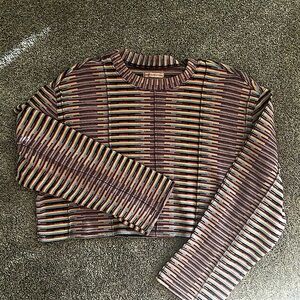 Urban Outfitters Striped Cropped Long Sleeve Sweater